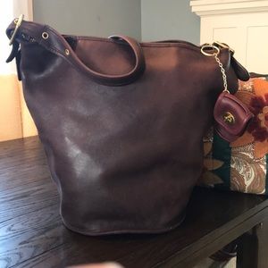 Large Vintage COACH Wine Leather Bucket Bag